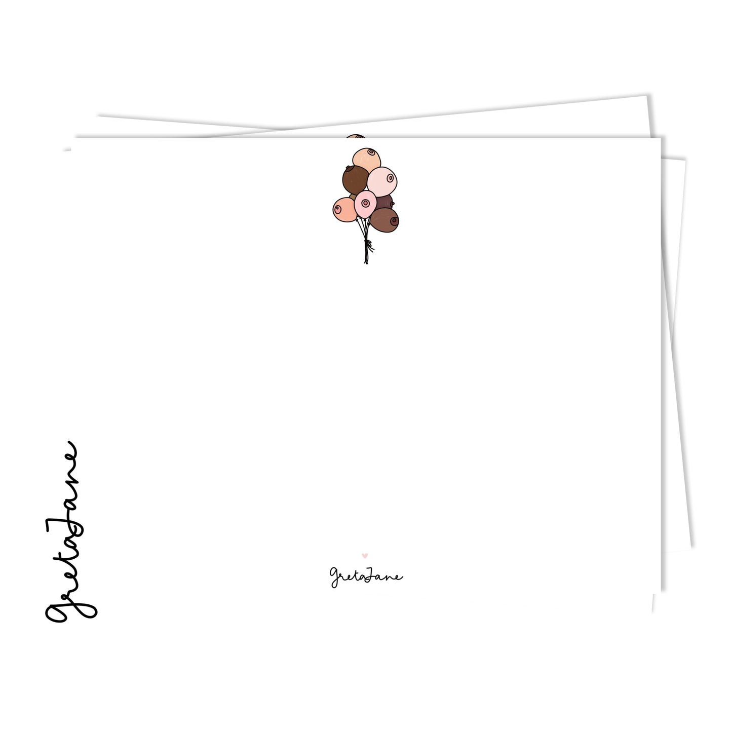 Boob balloons note card set