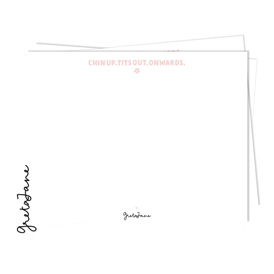 Chin up, tits out note card set